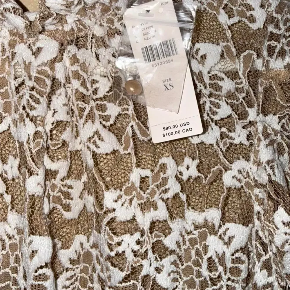 Anthropologie sheer lace mock neck Top